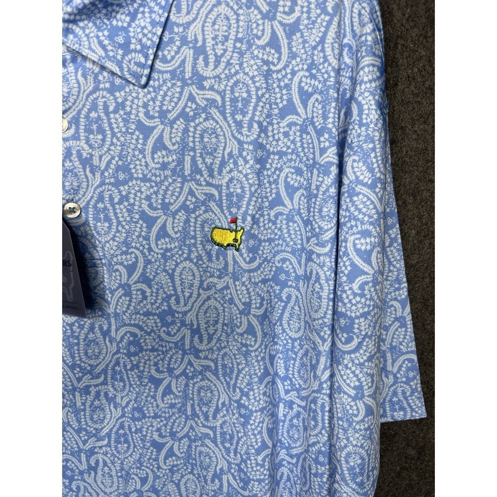 2024 MASTERS TECH Men's Performance Golf Polo Shirt Blue Paisley Shirt XL NWT - Picture 9 of 12
